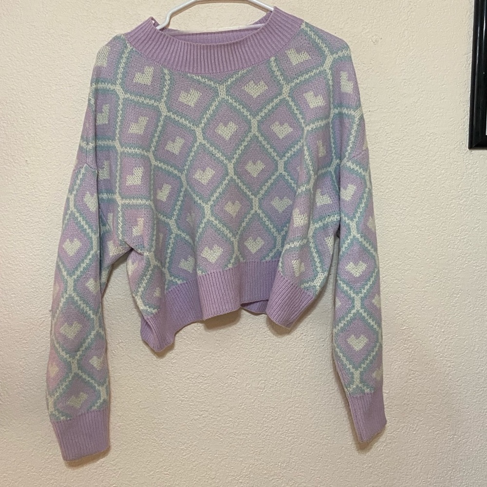 Purple Heart crop sweater